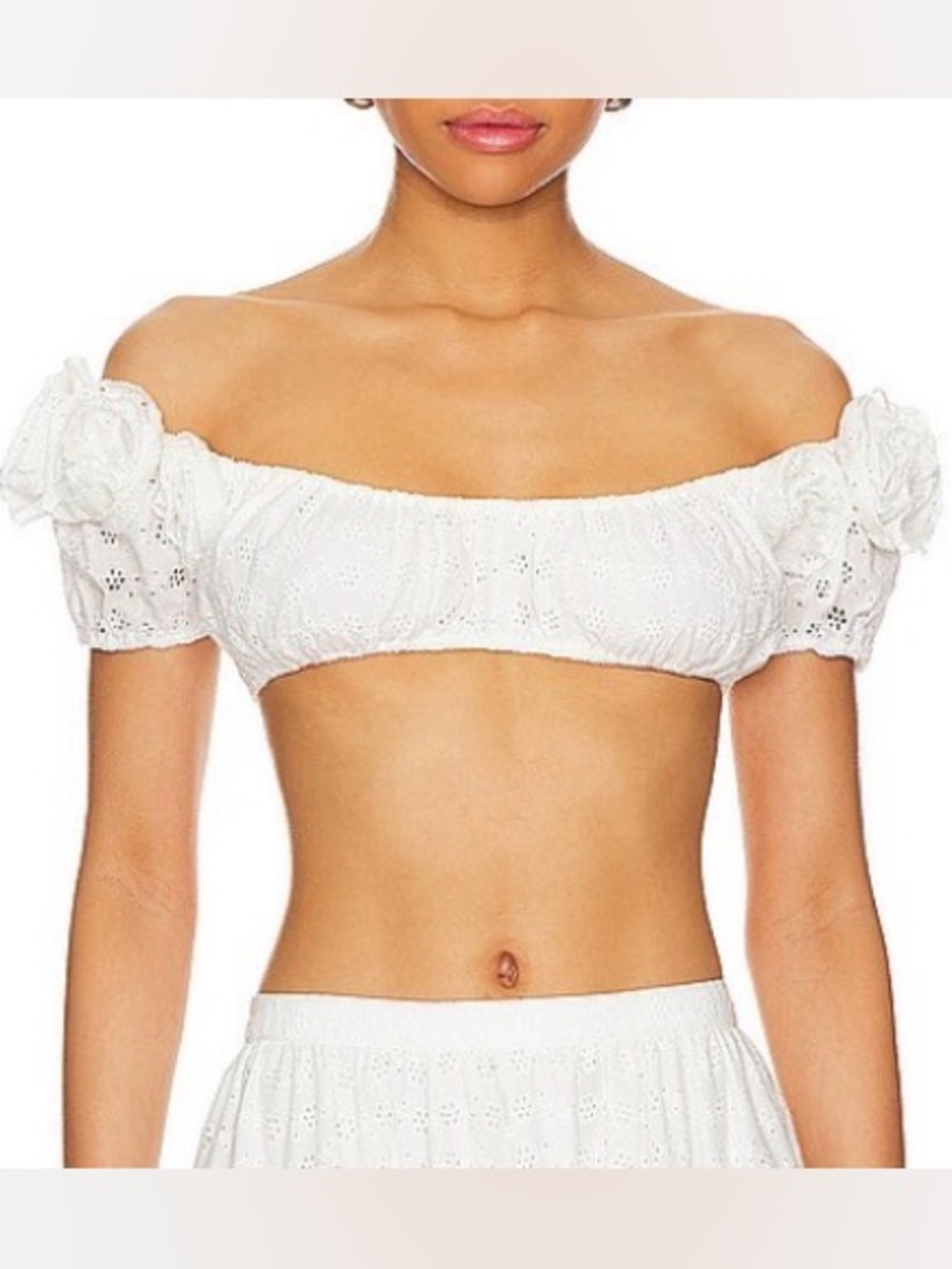 Lovers & Friends Julia Top White Cotton Eyelet Off Shoulder Size M